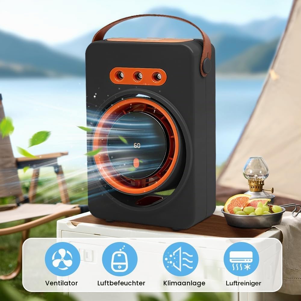 Mobile Klimageräte Mini Luftkühler, Mini Ventilator USB,Luftkühler mit Verdunstungskühlung mit 5 Ges
