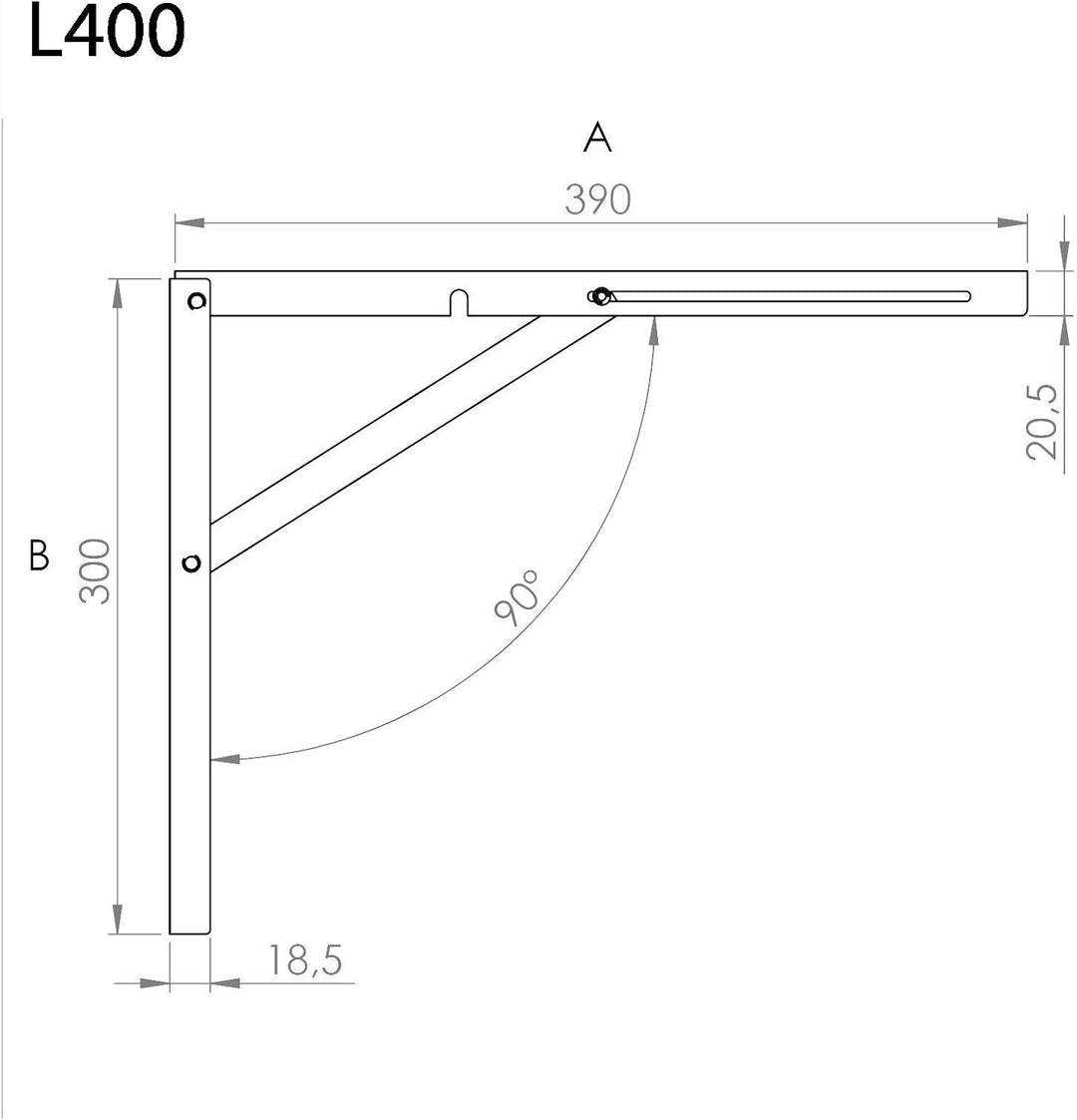2 Stück SO-TECH® Klappkonsole Profi-Nr.1 L400 Länge: 390 mm/Höhe 300 mm weiss Tragkraft 120 kg (pro