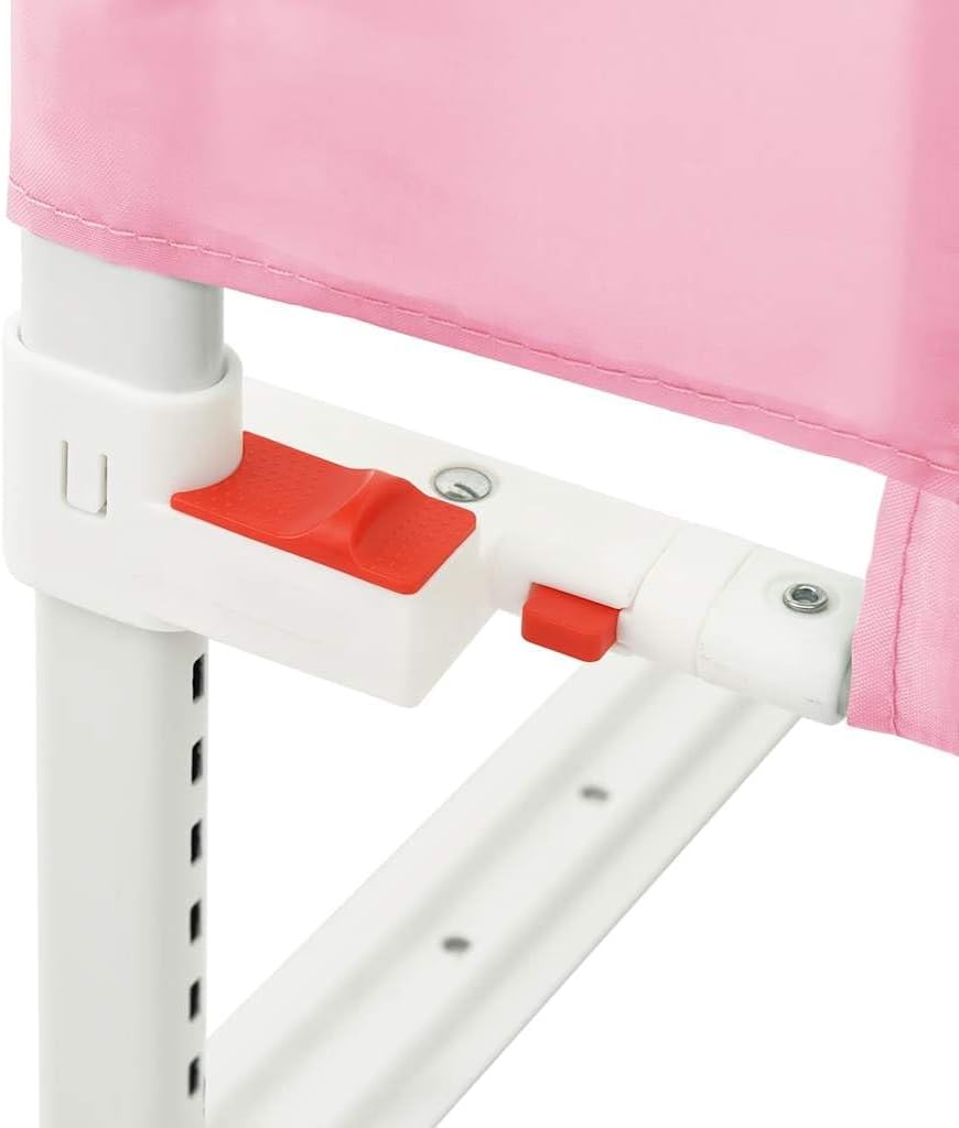 Kleinkind-Bettschutzgitter Rosa 150x25 cm Stoff mit Höhenverstellung, klappbarer Rausfallschutz für