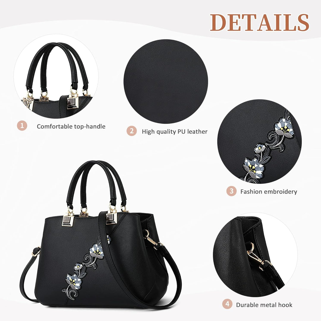 DIRRONA Damen Handtasche Mode Blumenmuster Schulterbeutel Grosse Kapazität Umhängetasche Casual Reis