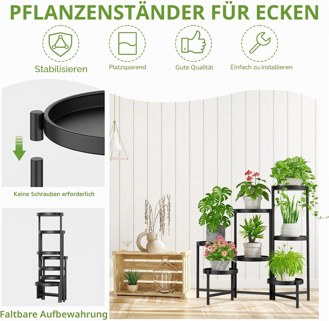 iDavosic.ly Pflanzenständer Metall Gross mit 7 Etagen, Blumenständer Pflanzenregal Blumenregal Indoo