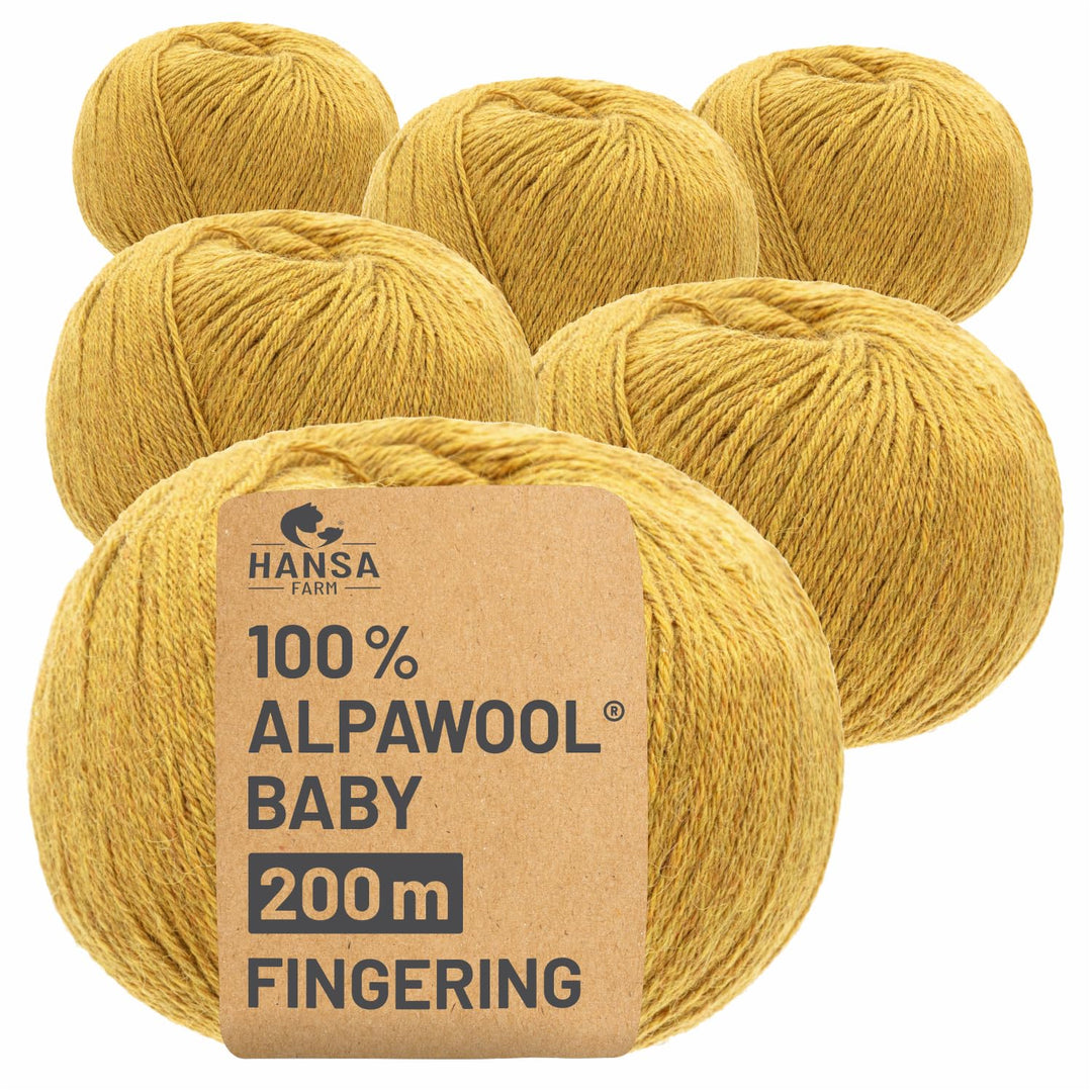 HANSA-FARM | 100% Baby Alpakawolle in 50+ Farben (kratzfrei) - 300g Set (6 x 50g) - weiche Alpaka Wo