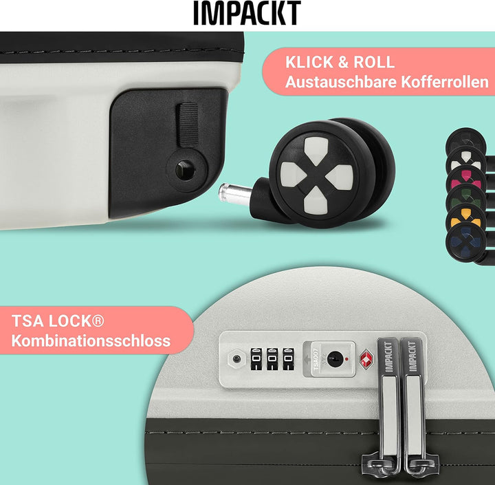 IMPACKT IP1 4-Rad Hartschalenkoffer aus recyceltem Material mit 6 Jahren Garantie; nachhaltiger Reis