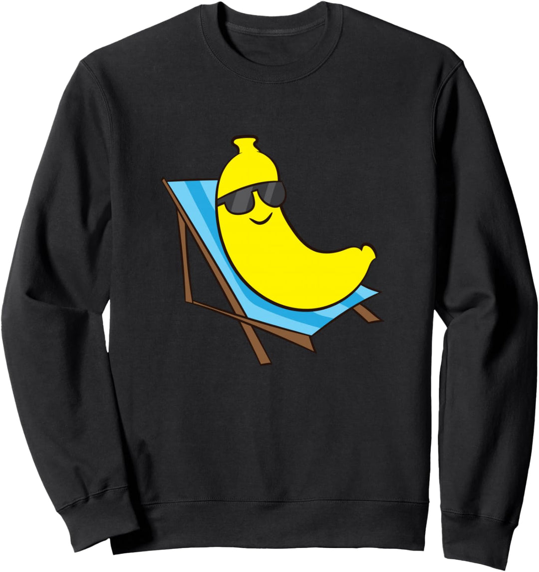 Banane mit Sonnenbrille auf Liegestuhl Früchte Banane Sweatshirt