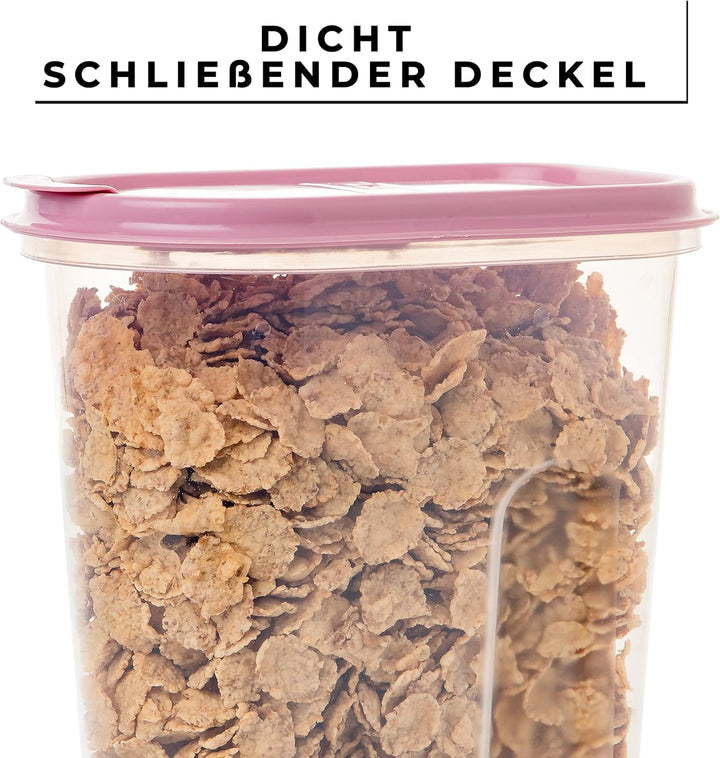 2friends Vorratsdosen 4er set,Schüttdosen 2 Liter, transparent mit Klappdeckeln, Müslispender, Farbe