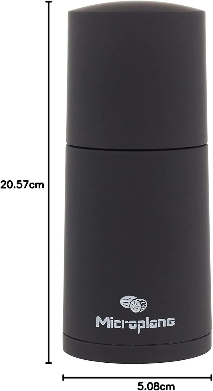 Microplane Gewürzmühle Schwarz für Muskatnuss, Zimt, Tonkabohnen, Langpfeffer und andere getrocknete