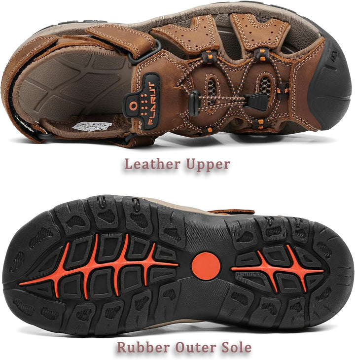 FLARUT Sandalen Herren Outdoorsandalen Sommer Wanderschuhe Trekkingsandalen Leder Strand Wandersanda