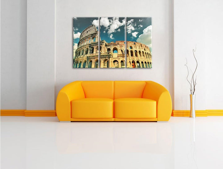 Pixxprint Colosseum bei Tag in Rom als Leinwandbild/Grösse: 3 Teilig (120x80) cm/Wandbild/Kunstdruck