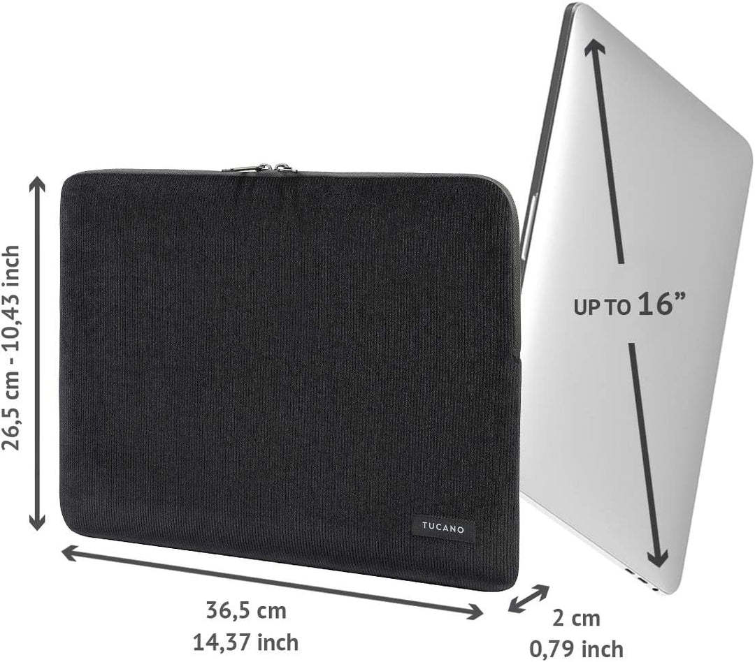 Tucano Second Skin Velluto, Notebook Sleeve aus Cord und Neopren 15,6 Zoll, MacBook Pro 15, MacBook