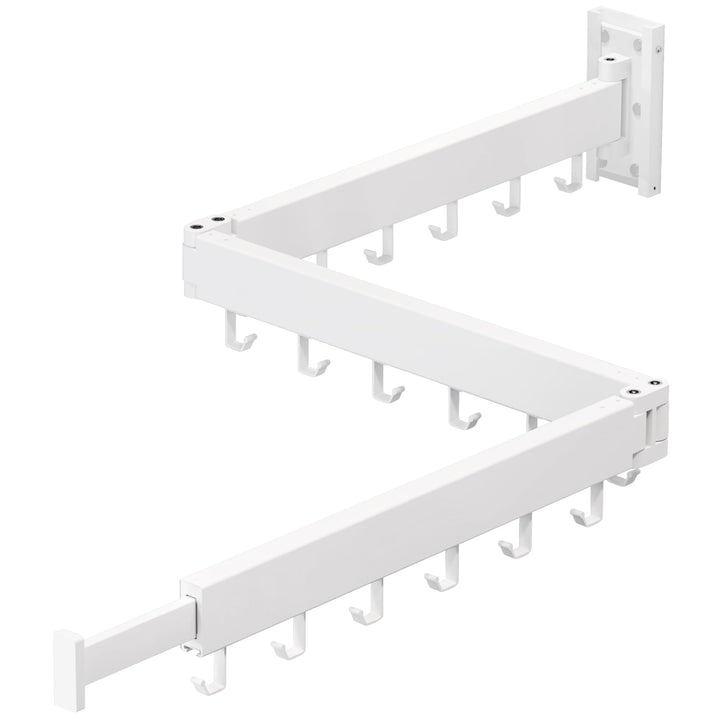 Clothes Drying Rack,Laundry Space Saver Wall Mounted,Retractable,Collapsible(Tri-Fold), White Color