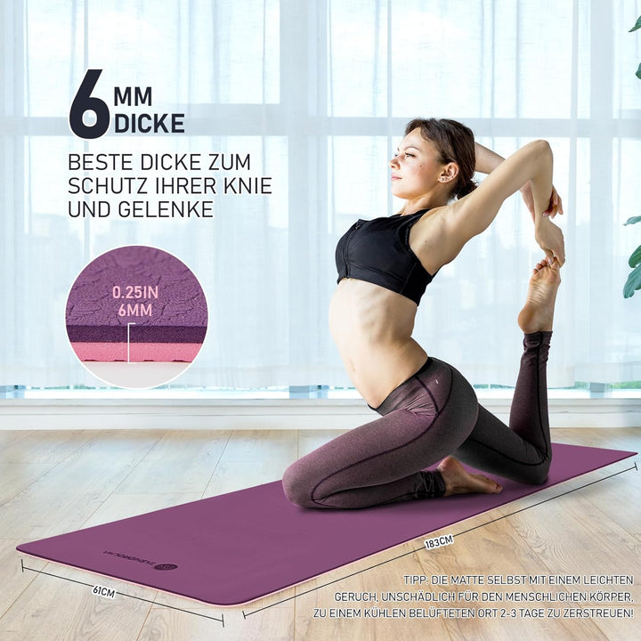 Yogamatte Rutschfest, Gymnastikmatte Mit Tragegurt, Sportmatte Für Fitnessstudio, Zuhause, Reisen, 1