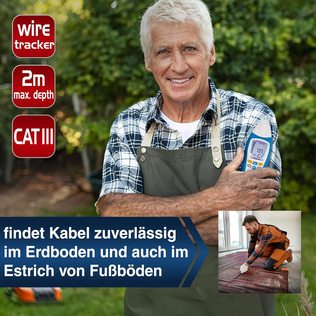 PeakTech 3435 Leitungssuchgerät mit Sender & Empfänger bis 2m Empfangstiefe [3 Jahre Garantie] Spann