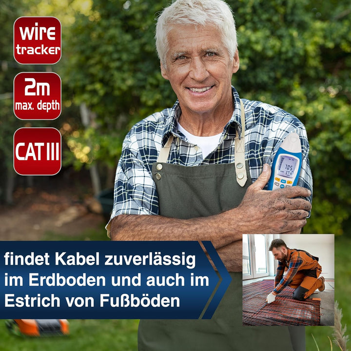 PeakTech 3435 Leitungssuchgerät mit Sender & Empfänger bis 2m Empfangstiefe [3 Jahre Garantie] Spann