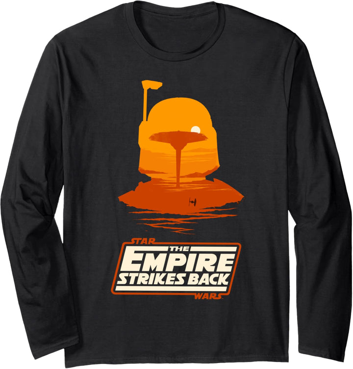 Star Wars Empire Strikes Back Boba Fett Silhouette Langarmshirt