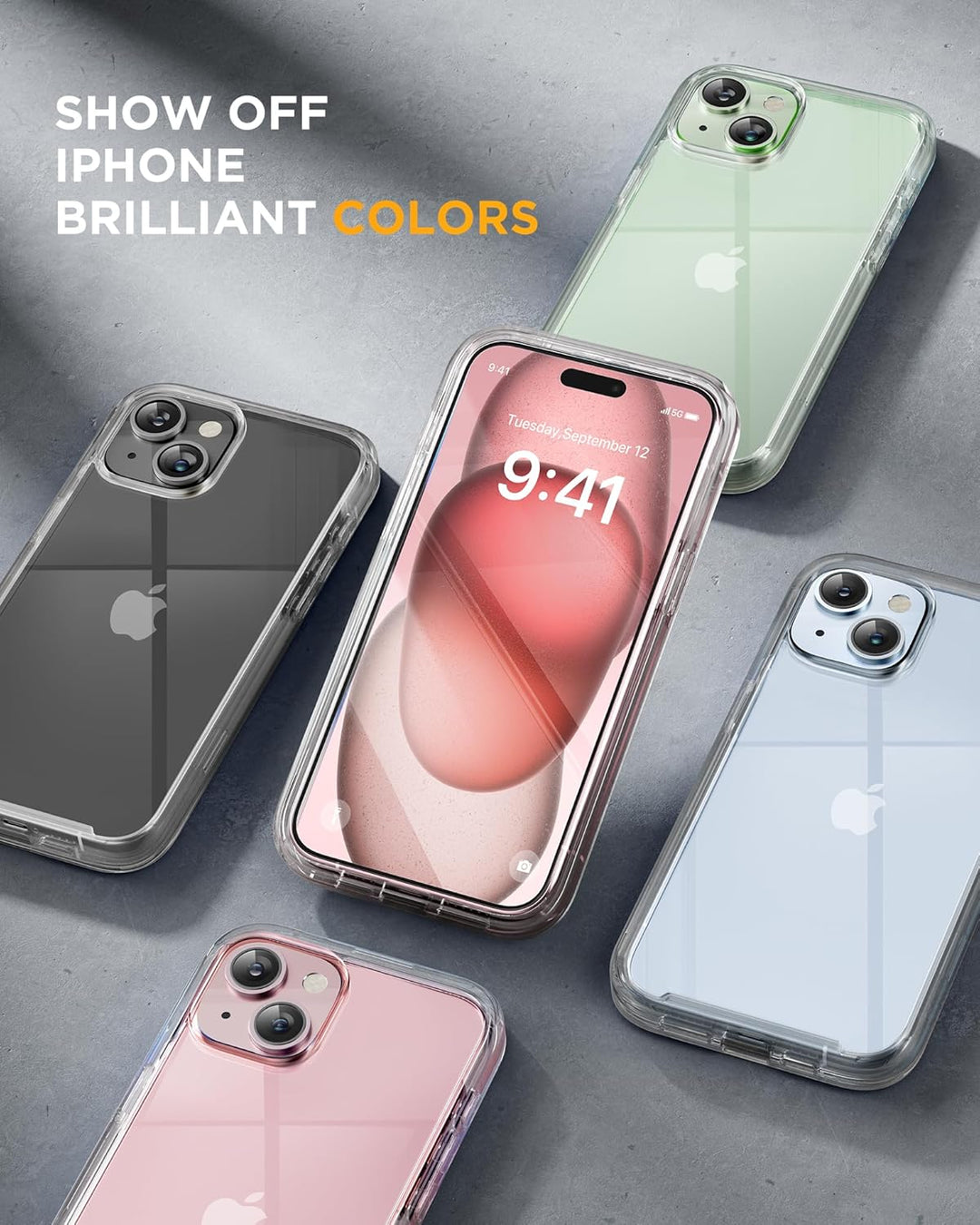 Miracase 360 Grad für iPhone 15 Hülle mit Eingebaut Glas Schutzfolie und Kameraschutz, Stossfest Kom