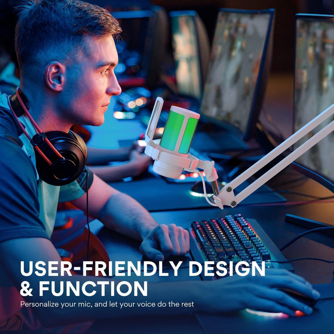 MAONO USB Gaming Mikrofon, Noise Cancellation Kondensator Microphone mit Mute, Gain, Monitoring, Pop