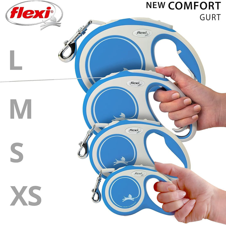 Kerbl Flexi - Rollschnur New Comfort Band - 8 Meter bis 50 kg - Blau - 1 Stück Blau small, Blau smal