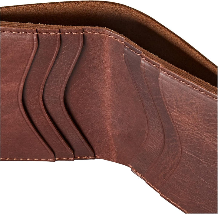Otto Angelino Echtes Leder Ultra Slim Bifold Karte und Bargeld Geldbörse – Unisex Braun, Braun