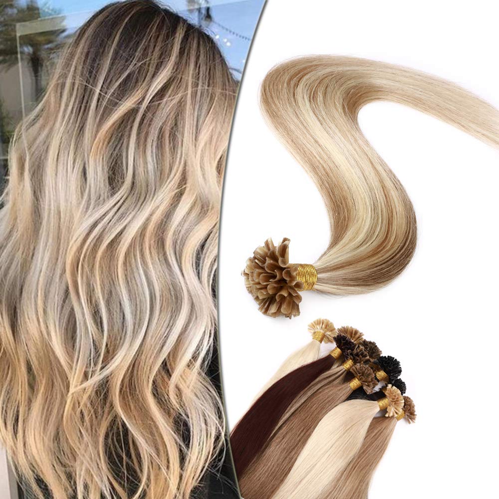 SEGO Bondings Extensions Echthaar 1G/Strähnen Keratin U-Tip Remy Human Hair Haarverlängerung 50 Strä
