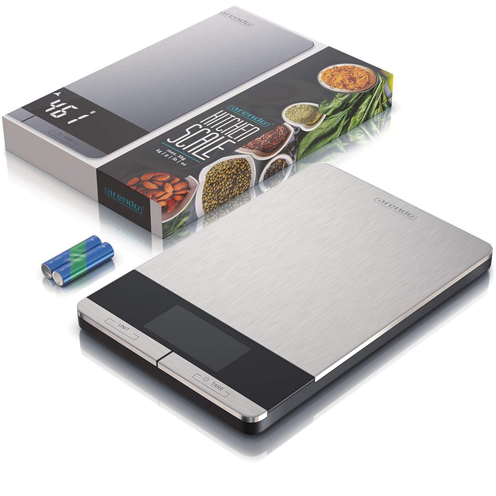 Arendo - Edelstahl Küchenwaage digital - Digitalwaage - maximale Tragkraft 5000 g - Tara Wiegefunkti
