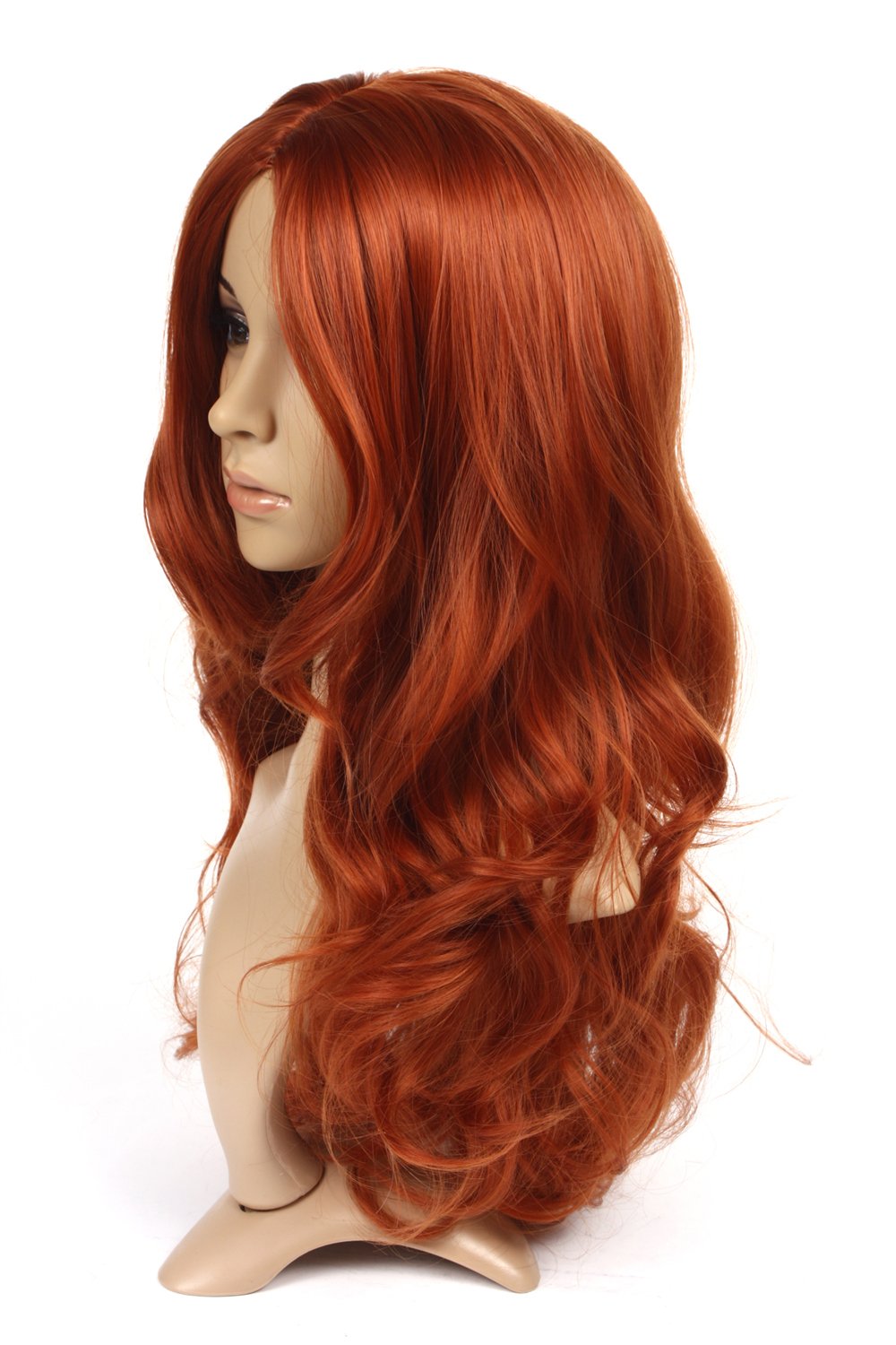 Prettyland Damen lange lang-haar Perücke Kupfer-Rot Orange Welle Locken kim possible Nami Cosplay Wi