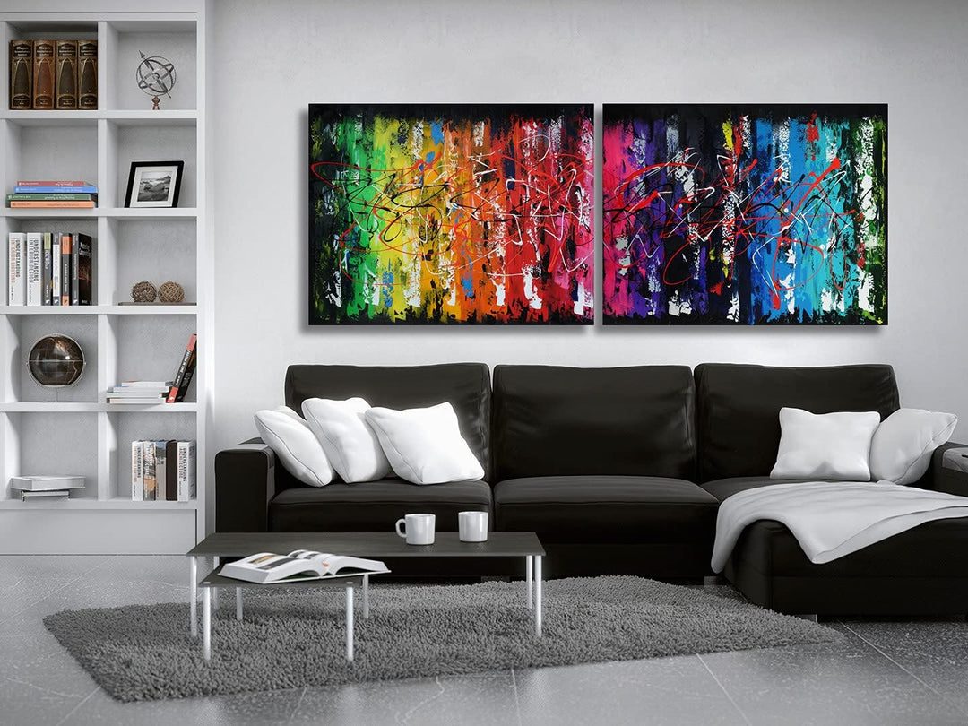 Monica Mirafiori I 100% HANDGEMALT I Gemälde Rainbow Abstract 160x60cm | Gemälde Handgemalt | Acrylg