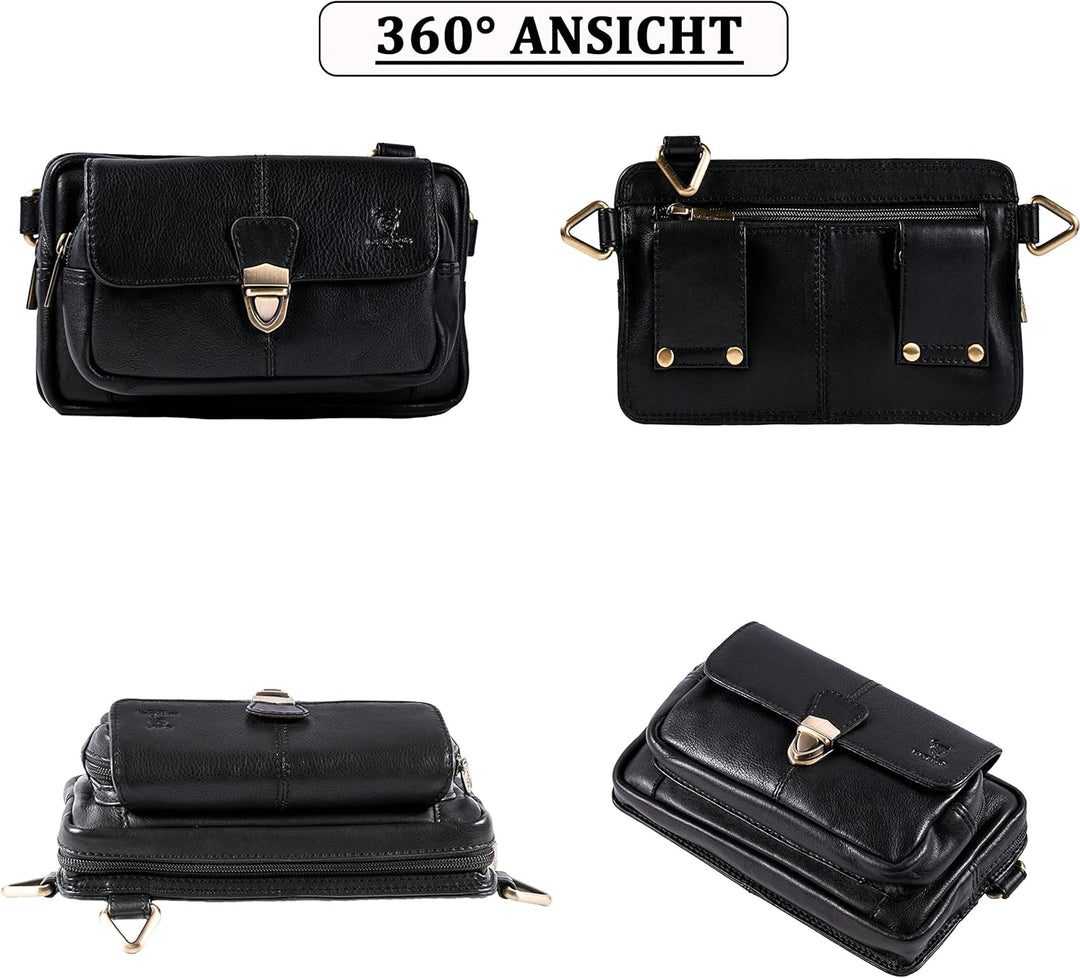MATADOR (3 in 1 Tasche „Kairo“ – hochwertige Handy Bauchtasche Leder Herren – Umhängetasche Damen mi