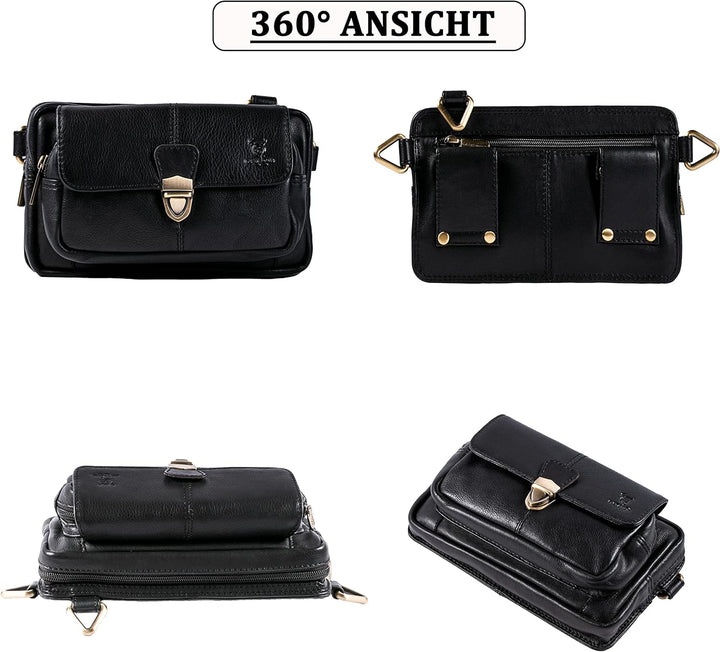 MATADOR (3 in 1 Tasche „Kairo“ – hochwertige Handy Bauchtasche Leder Herren – Umhängetasche Damen mi