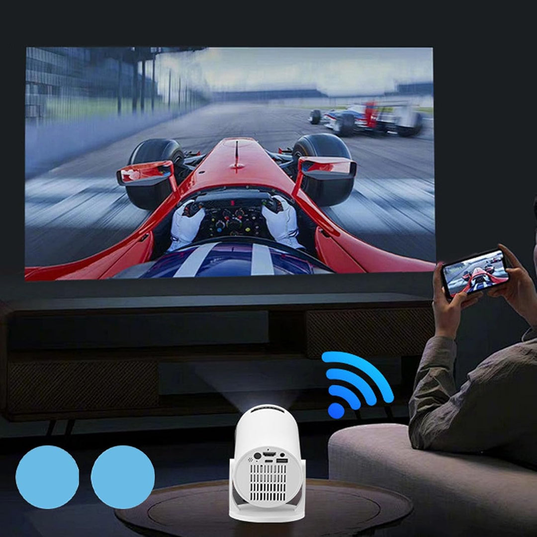 Outdoor Projektor mit WLAN und Bluetooth, Tragbarer 1080P Full HD 4K-Videoprojektor mit Fernbedienun