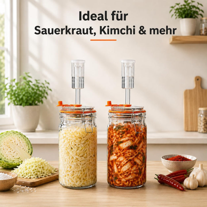 Fermentierglas 1,2 L Glas-Fermentierset mit Glasgewicht für Sauerkraut, Chilisauce, Met, Kombucha &amp;