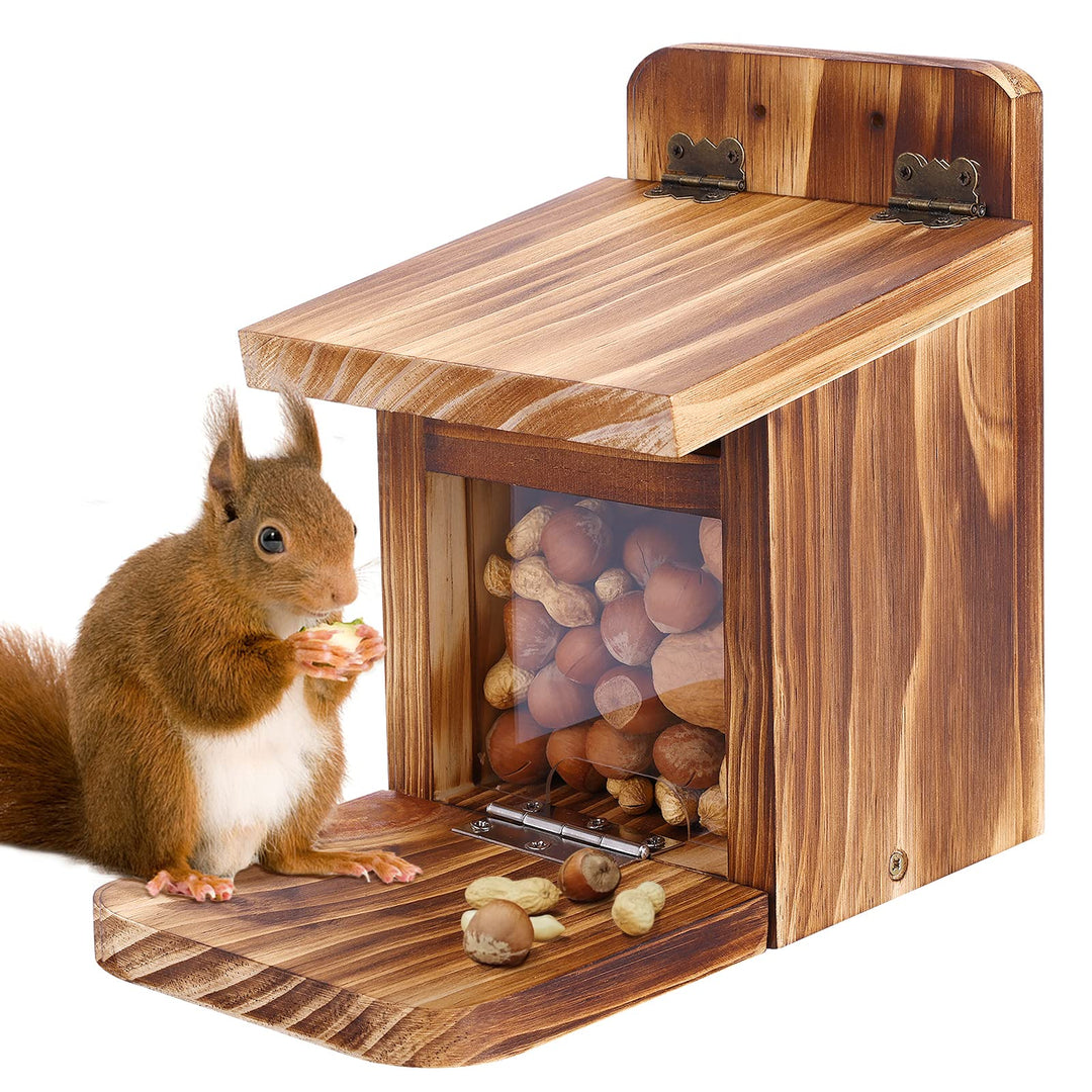 MIXXIDEA Holz-Eichhörnchen-Futterbox, stabiles Eichhörnchen-Futterhaus mit Dicke 1,5 cm, Holz, keine