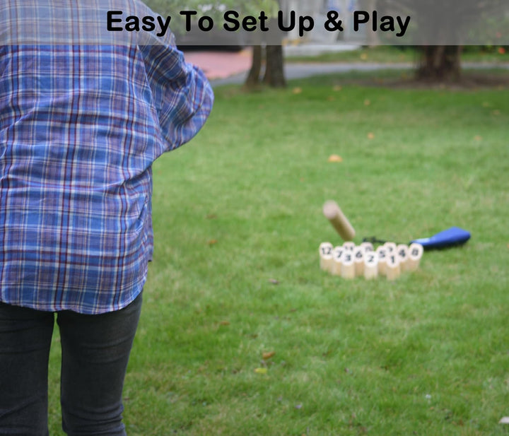 Number Kubb Toss Game Stick Wurfspiel aus Hartholz (mit Tragetasche, Hinterhof) Backyard Wood, Backy