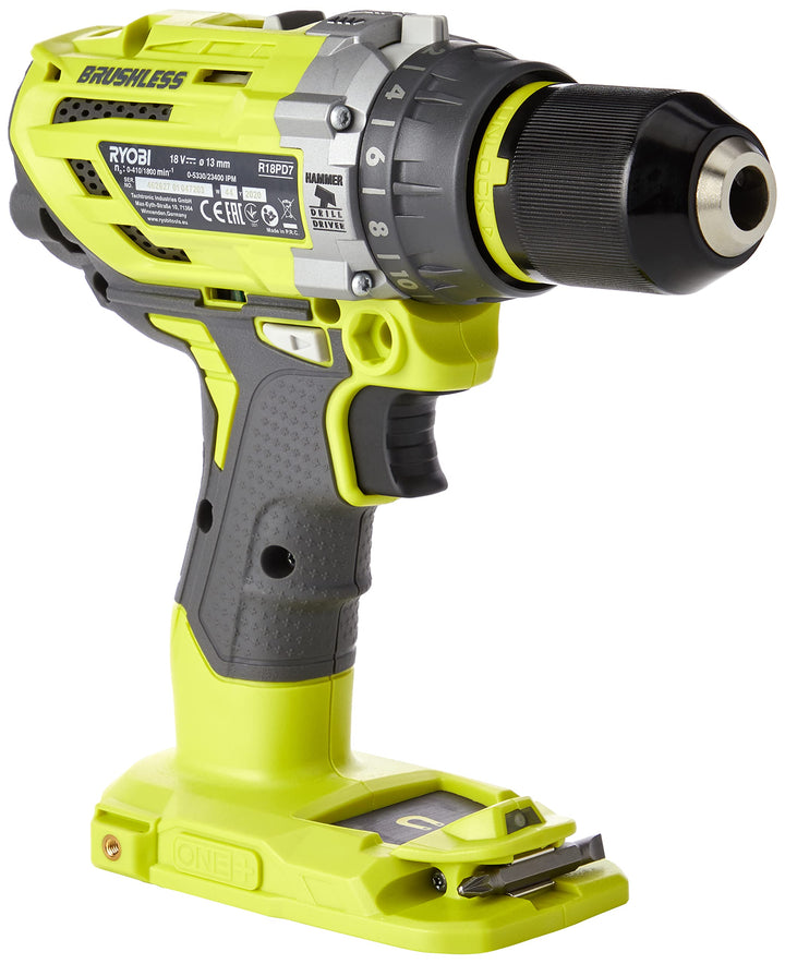 Ryobi Akku-Schlagbohrschrauber (18 V, Schlagbohrfunktion, ohne Akku, Schnellspannbohrfutter, LED-Bel