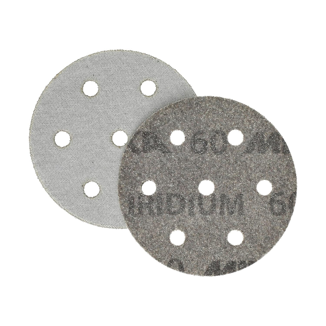 Mirka Iridium Premium-Schleifpapier Ø 90mm Klett 7-Loch, Korn 60, 50 Stk/Zum Schleifen von Lack, Spa