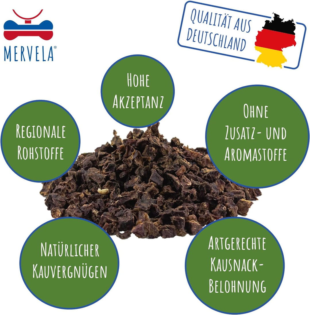 MERVELA® Leckerli Rinderlunge | 600 g | getrocknete Lunge für Hunde | für Training &amp; Belohnung | Kau