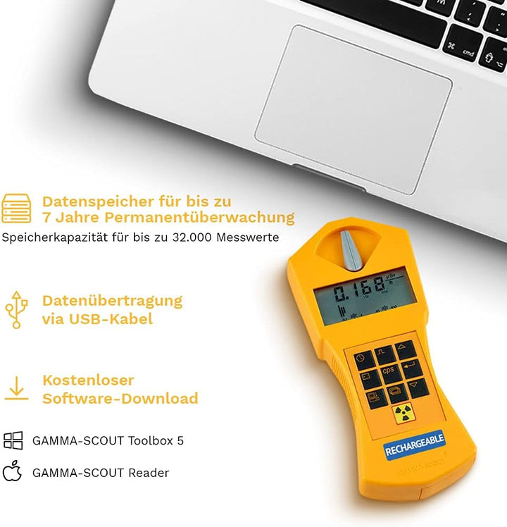 GAMMA-SCOUT Rechargeable | Geigerzähler für Radioaktivität mit wiederaufladbarem Akku, Verwendung al