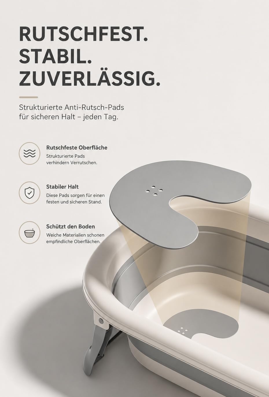 Faltbare Babybadewanne aus TPE+PP, weiche tragbare Wanne mit Badnetz &amp; Kissen, rutschfestes Design,
