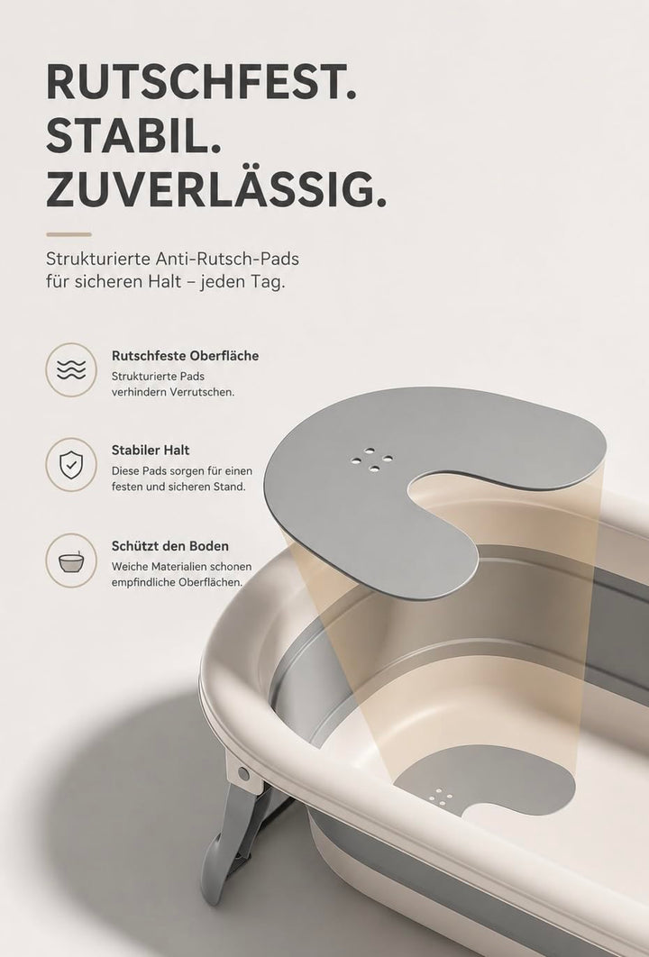 Faltbare Babybadewanne aus TPE+PP, weiche tragbare Wanne mit Badnetz &amp; Kissen, rutschfestes Design,