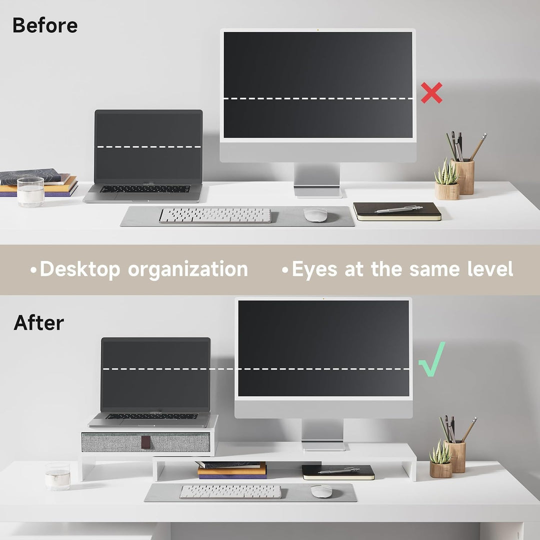 Fenge Dual Monitorständer mit Schublade für PC Computer Laptop Printer, Monitorständer Riser, Länge
