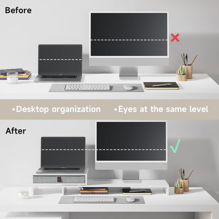 Fenge Dual Monitorständer mit Schublade für PC Computer Laptop Printer, Monitorständer Riser, Länge