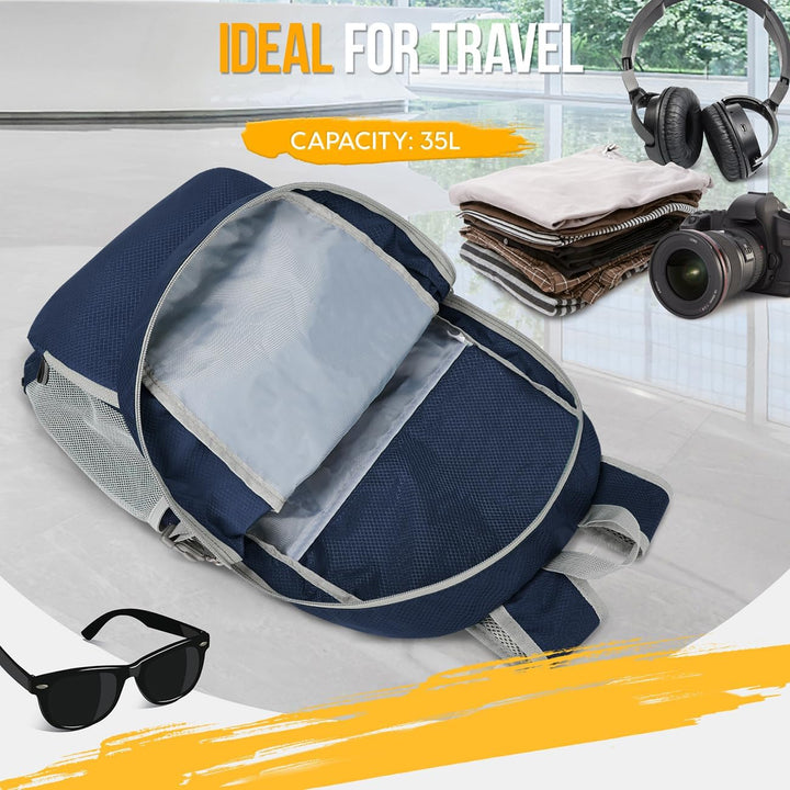 ZOMAKE 35 L Leicht Faltbarer Rucksack Packbare Backpacks, Kleiner Rucksäcke Wanderrucksack Wasserdic