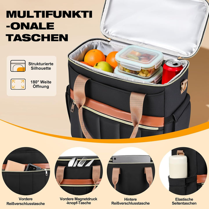 Kühltasche, Lunchtasche mit Weiter Öffnung, Grosse Auslaufsichere Lunch Bag Damen Herren mit Mehrere