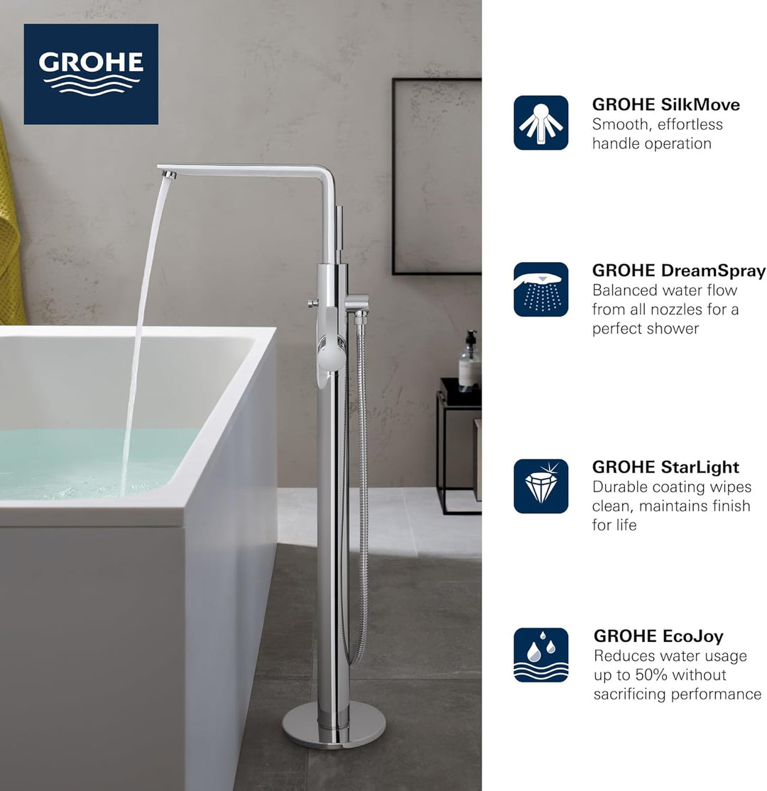 GROHE Lineare - Einhand- Wannenbatterie (Bodenmontage, mit Temperaturbegrenzer, Ausladung 271 mm, Au