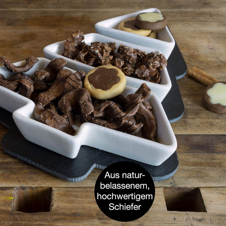 Moritz &amp; Moritz Servierschalen Set mit Dipschalen 21 x 28,5 cm - Tannenbaum Schale - Schiefertablett
