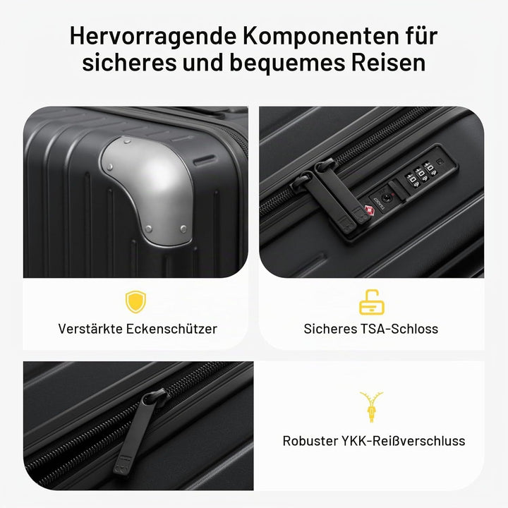 LEVEL8 Handgepäck Koffer Leicht Hartschalenkoffer mit TSA, 55cm, 34L | Carry on Koffer aus 100% Poly