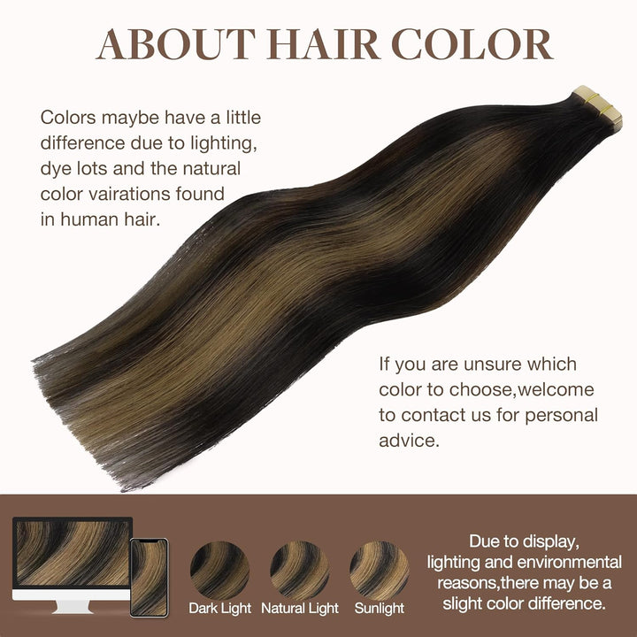 GOO GOO Tape in Extensions Echthaar, Tape Extensions Echthaar, 55cm 50g 20pcs, Extensions Echthaar,