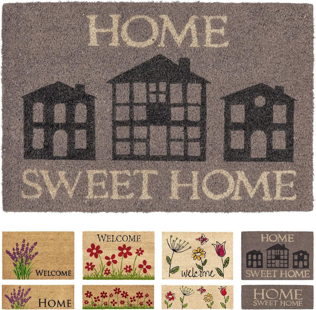 Rutschfeste Kokosmatte - Fussmatte Home Sweet Home grau 40x60cm (Rechteckig) Home Sweet Home Grau 40