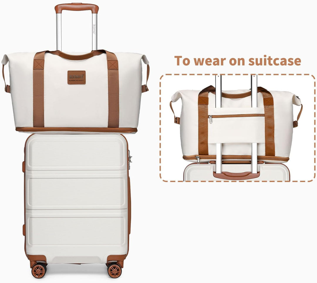 KONO Reisekoffer Set Gepäcksets 4 Teilig Kofferset, 55cm Handgepäck mit Beautycase Kosmetikkoffe mit