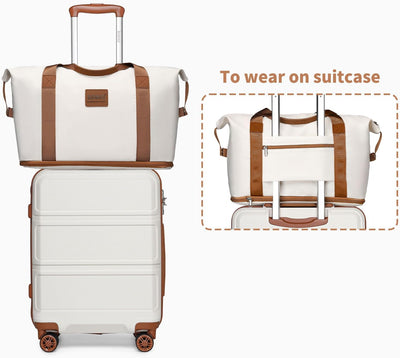 KONO Reisekoffer Set Gepäcksets 4 Teilig Kofferset, 55cm Handgepäck mit Beautycase Kosmetikkoffe mit