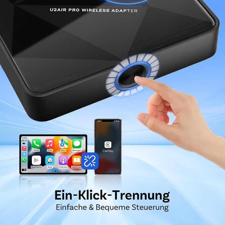 OTTOCAST U2Air Pro Kabelloser CarPlay Adapter, Bluetooth Apple CP Adapter für iPhone, Plug & Play fü